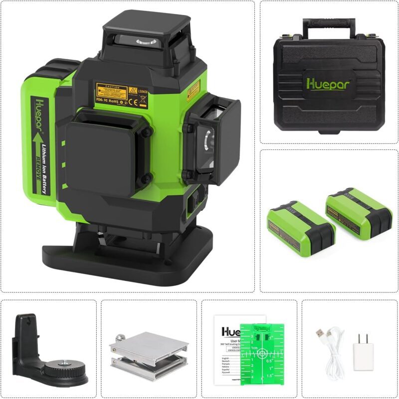Huepar LS04CG 4D lazerinis nivelyras su akumuliatorium - Image 4