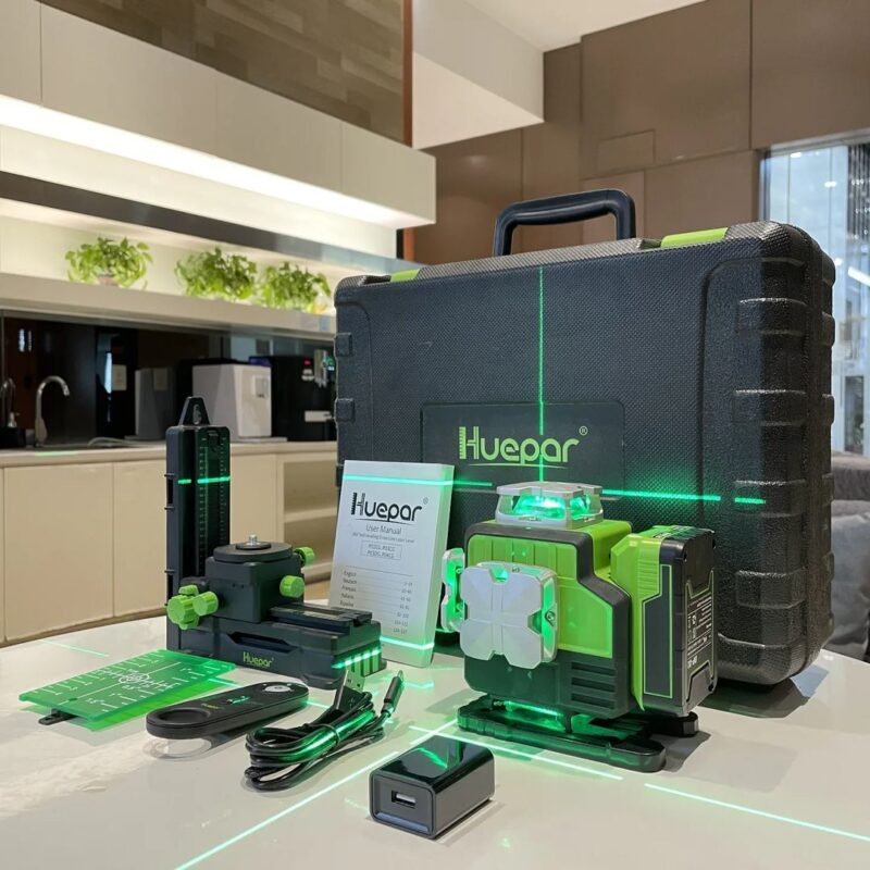 Huepar P04CG 4D lazerinis nivelyras su akumuliatorium