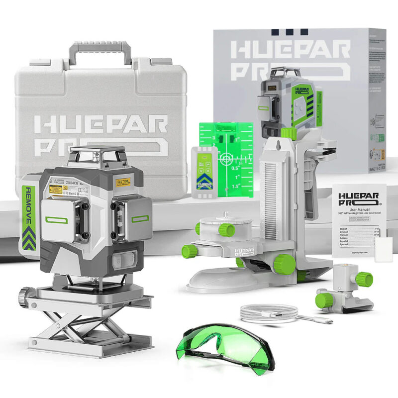 Huepar ZK04CG 4D lazerinis nivelyras su akumuliatorium