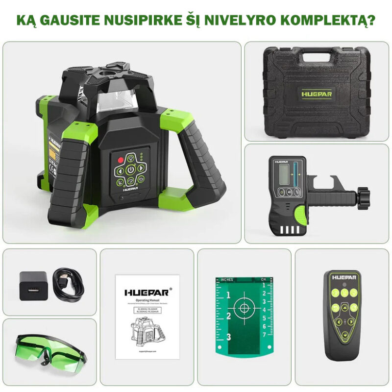 Huepar RL300HVG rotacinis lazerinis nivelyras
