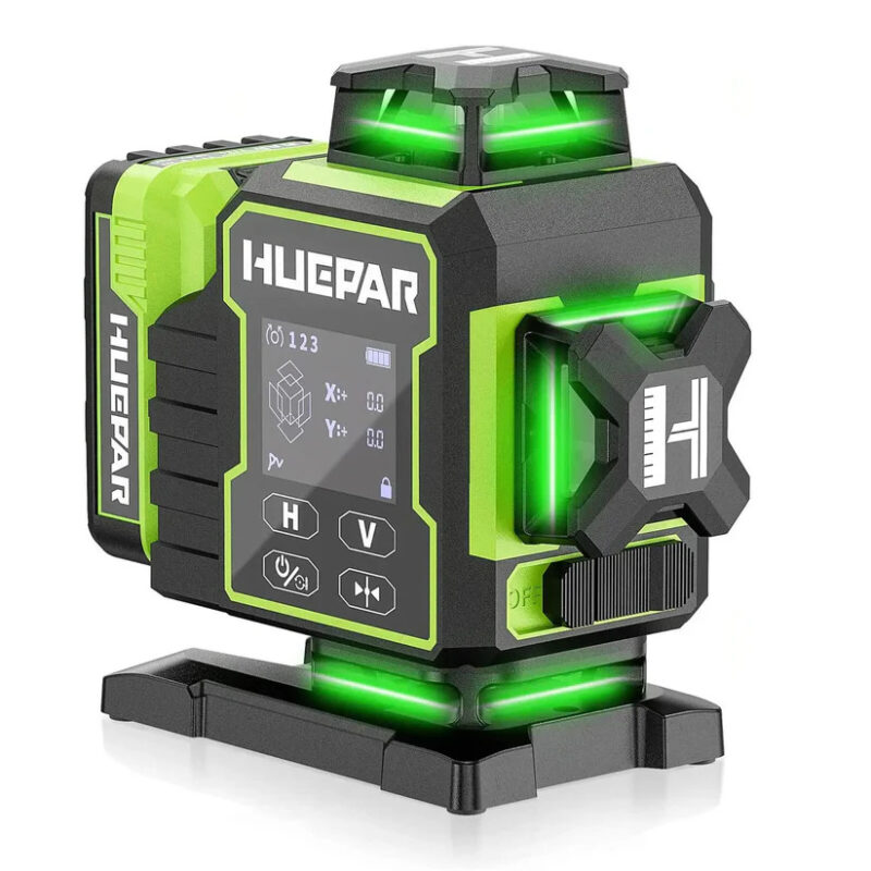 Huepar W04CG 4D rotacinis lazerinis nivelyras su akumuliatorium
